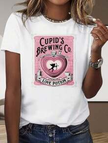 Camiseta de manga corta blanca y negra para exteriores de G Leisure Home, camiseta premium Love Potion de Cupids Brewing Co para mujer, regalo de San Valentín, camiseta romántica con gráfico lindo, regalo para fiestas navideñas. - Blanco - Ver 5