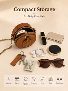 Fashion Girl Mini Round Wallet, Equipped With A Keychain And A Metal Chain Shoulder Strap, Suitable For Spring And Summer Seasons. The Wallet Is... - Multicolor - View 4