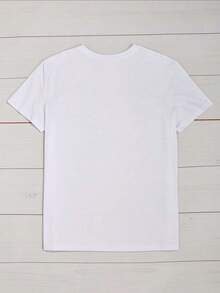 Camiseta cómoda de talla grande para mujer con diseño de gotas de chocolate - básica y versátil. - Blanco - Ver 3