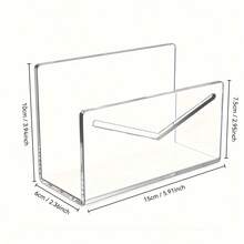1pc Transparent Acrylic Mail Holder, Envelope Storage Rack, Upright Desktop Letter Organizer Box, Lightweight Tabletop Bill Sorter, Suitable For Home, Office And School - A - View 2