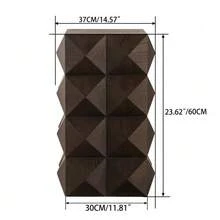 60 Cm High Retro-Style Wooden Side Table With A Three-Dimensional Embossed Pattern; No Assembly Required. - Brown - View 2