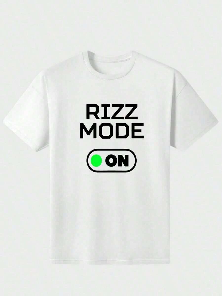 Funny T-Shirt With Meme Phrases For Parties, Rizz Style, Casual Digital Print, 220g, 100% Thick Cotton - White - View 1