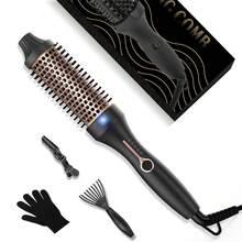 UKLISS 32mm Curling Brush & Curling Iron, Hot Brush For Straight & Loose Curls, Dual Voltage Perfect For Travel And Quick Curling & Straightening (Black) - EU C Type Plug(220-240V) - View 3
