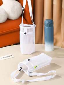9 Colors Available, This Outdoor Portable Mesh Water Bottle Phone Crossbody Bag Is Made Of Breathable And Durable Nylon Mesh Fabric, With Adjustable Shoulder Strap And Snap Closure Design, Can Securely Hold Phone. Suitable For 500-750ml Water Bottles. - Multicolor - View 6