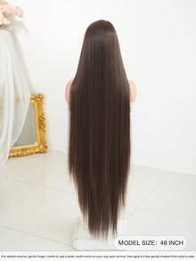 7JHH WIGS 棕色長髮公主女用假髮 44英吋超長直髮有瀏海 合成纖維耐熱假髮 適合女孩萬聖節派對 Cosplay 化妝舞會使用 - 棕色 - 查看 5