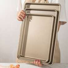 1pc Black Non-Stick Baking Tray, Carbon Steel Oven Tray, Rectangular Baking Pan For Roasting Meat - Baking Pan - View 4