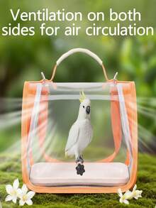 1pc Portable Pet Travel Cage, Suitable For Small Animals Parrots, Pigeons, Sparrows, Hamsters, Lizards, With Zipper Closure, Sturdy And Breathable, Transparent Bird Carrier Backpack, With Wooden Stand, Plastic Base, Adjustable Shoulder Strap And Breathable Mesh Design, Suitable For Parrots And Bird Accessories - one-size - View 4