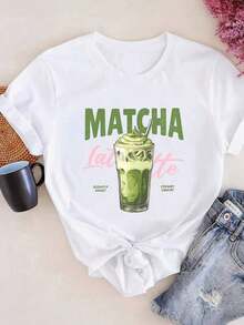 Soft 100% Cotton T-Shirt. Product Image: Women's Casual Short-Sleeve Graphic Print T-Shirt (2). Breathable Cotton T-Shirt, Goes With Everything. - 白色 - 查看 6