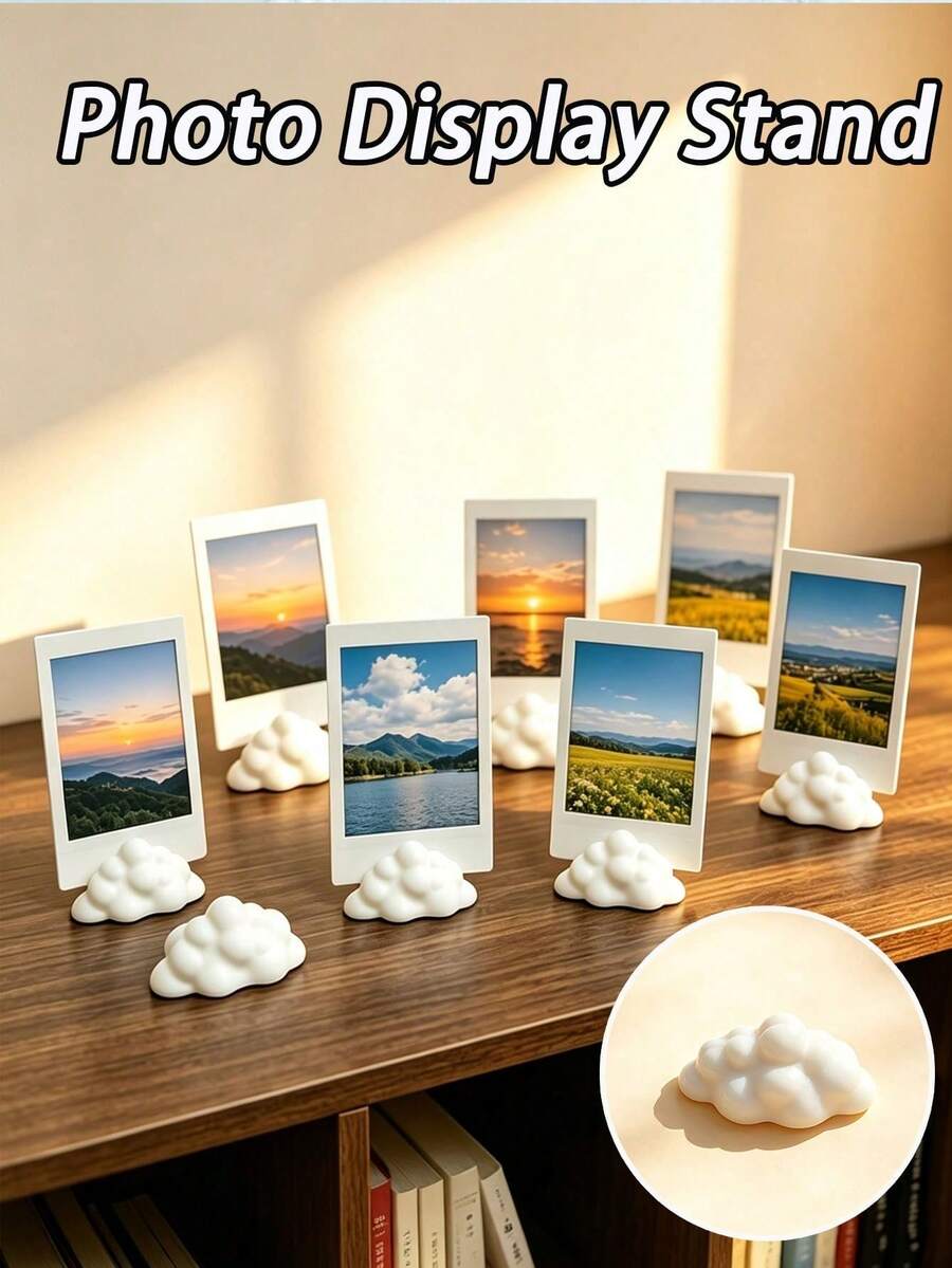 Stand Pajangan Foto Berbentuk Awan Lembut, Bingkai Foto Berbentuk Awan, Koleksi Dekoratif, Bingkai Desain Awan Lembut Cocok untuk Kamar, Kantor, Penyimpanan Meja yang Lucu, untuk Foto, Kartu, Catatan - Beraneka warna - View 1