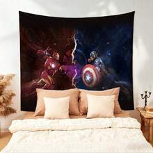 Marvel 1pc Classic M Arvel Superhero Civil War Tapestry I Ron Man Vs C Aptain America Red Blue Clash Starry Sky Battle Scene Living Room Bedroom Wall Hanging Decor Boys Room Gaming Room Game Room Scene Layout Movie Fans Gathering Photography Background Dorm Aesthetic Art Wall Hanging Table Backdrop - Nhiều màu - Xem 3