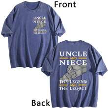 Uncle And Niece Matching The Legend The Legacy T-Shirt,Double-Sided Printed Unisex T-Shirt, Vintage Streetwear Heavyweight Cotton Tee, Anime Manga Casual Daily Top, Ideal Gift For Anime Enthusiasts - 冰藍色 - 查看 4