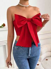 Top corsé con lazo - Rojo - Ver 5