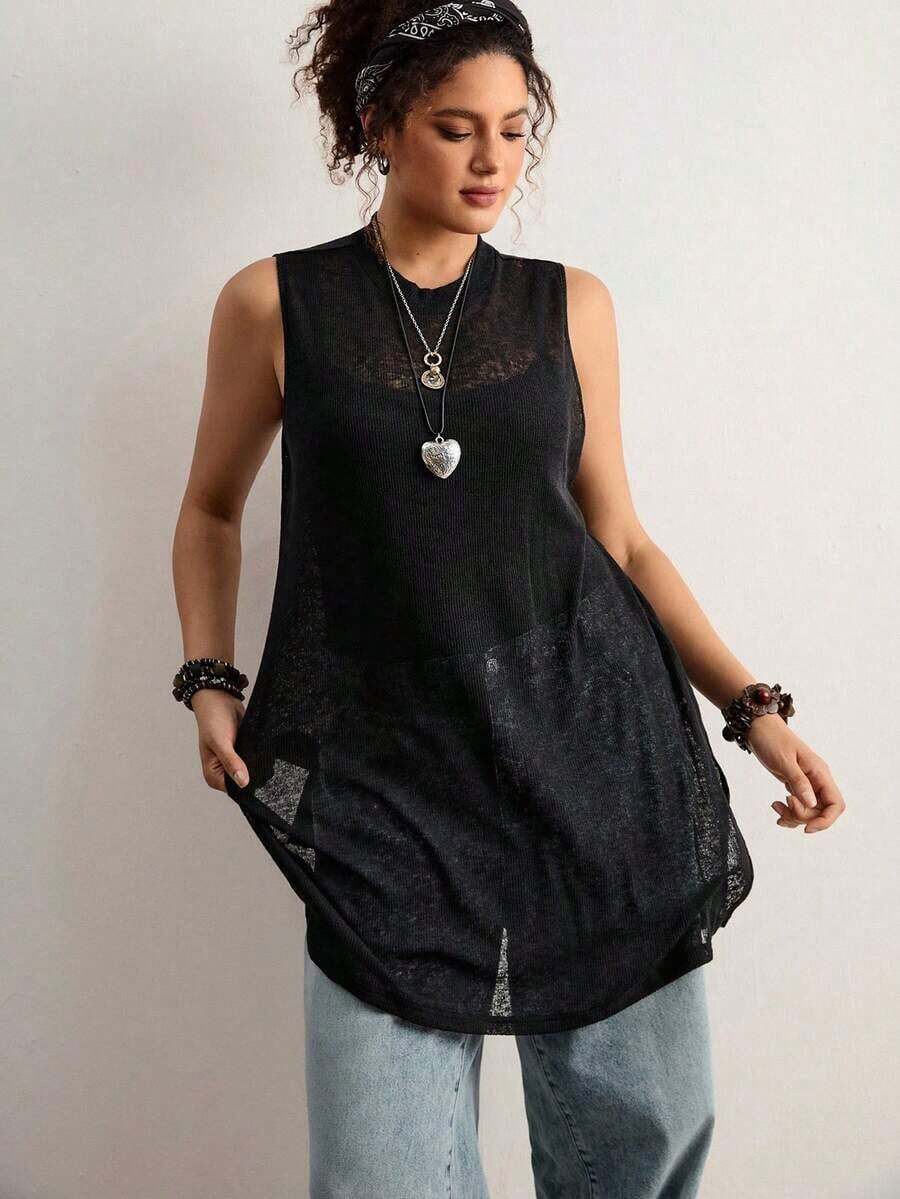 Freevana Blusa sin mangas con estampado floral vintage bohemio y encaje, talla grande, nueva llegada de primavera, adecuada para el Día de San Valentín, festivales de música - Negro 3 - Ver 1