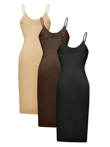 Vestido Casual De Tirantes De Espagueti De Color Sólido - Multicolor 2 - Ver 2