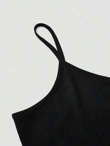 LUNE Vestido casual de mujer con estampado de color contrastante y sin mangas, para verano - Negro - Ver 3