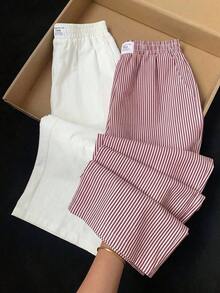 2 piezas Nuevos pantalones anchos de mujer en negro y estampado de leopardo - Multicolor - Ver 7