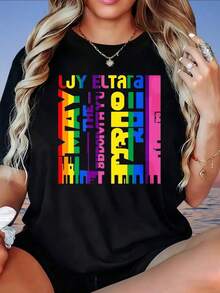 GraphicLjy Eltara Camiseta Unisex con Estampado Arcoíris 'The Way I Love You', Prenda de Moda Casual para Mujeres y Hombres, Camiseta de Mujer - Negro - Ver 6
