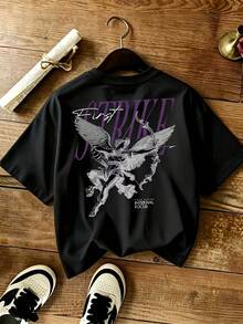 Women's T-Shirts: Vintage Y2K Hip-Hop Style T-Shirt With "STRIKE" Print On The Back - Crop Top, Crew Neck, Urban Style T-Shirt In White/Purple/Black. | Suitable For Spring And Summer Casual Wear, Machine Washable, Urban Fashion, Casual Blouses For Women. - 黑色 - 查看 1