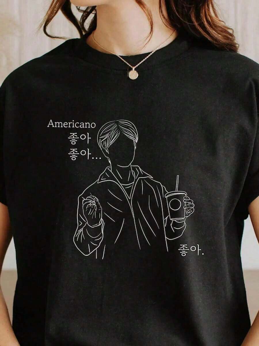 Playera mujerWo Hyun Jin, Camiseta Estilo Americano, Camiseta Wanderer, Camiseta SKZ, Meme Wanderer, Camiseta , Mercancía , Regalo de Cumpleaños, Pascua, Día de la Madre, Camiseta Negra Casual de Manga Corta con Cuello Redondo para Mujer, Uso Diario Casual - Negro - Ver 1
