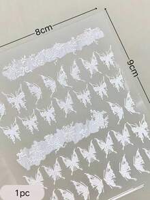 1片精致蕾丝蝴蝶脸贴，新娘妆容婚礼肖像装饰，优雅蕾丝蝴蝶脸贴，防水持久，派对/舞台/音乐节妆容装饰 - 彩色 - 查看 5