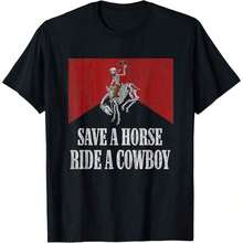 Save A Horse, Ride A Cowboy, Funny Western Style T-Shirt, Everyday T-Shirt For Women And Girls. - White - View 1