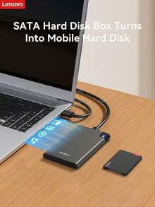 Lenovo Hard Drive Case, 6GBps High-Speed Transmission, Driver Free Design, 2.5-Inch SATA Protocol Portable Hard Drive Enclosure, Fast Heat Dissipation, High-Performance Hard Drive Case, Compatible With Multiple Devices - Grey - View 2