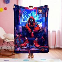 1pc S-Pider-Man Print Blanket,Retro Cartoon Style Throw Blanket,Cartoon Character Printed Blanket,All-Season Universal Nap Blanket,Character Home Decor Blanket,Modern Fashion Gift Suitable For Home Bedroom Bed Sofa Office Lunch Break Cover Picnic Blanket - Multicolor - View 2