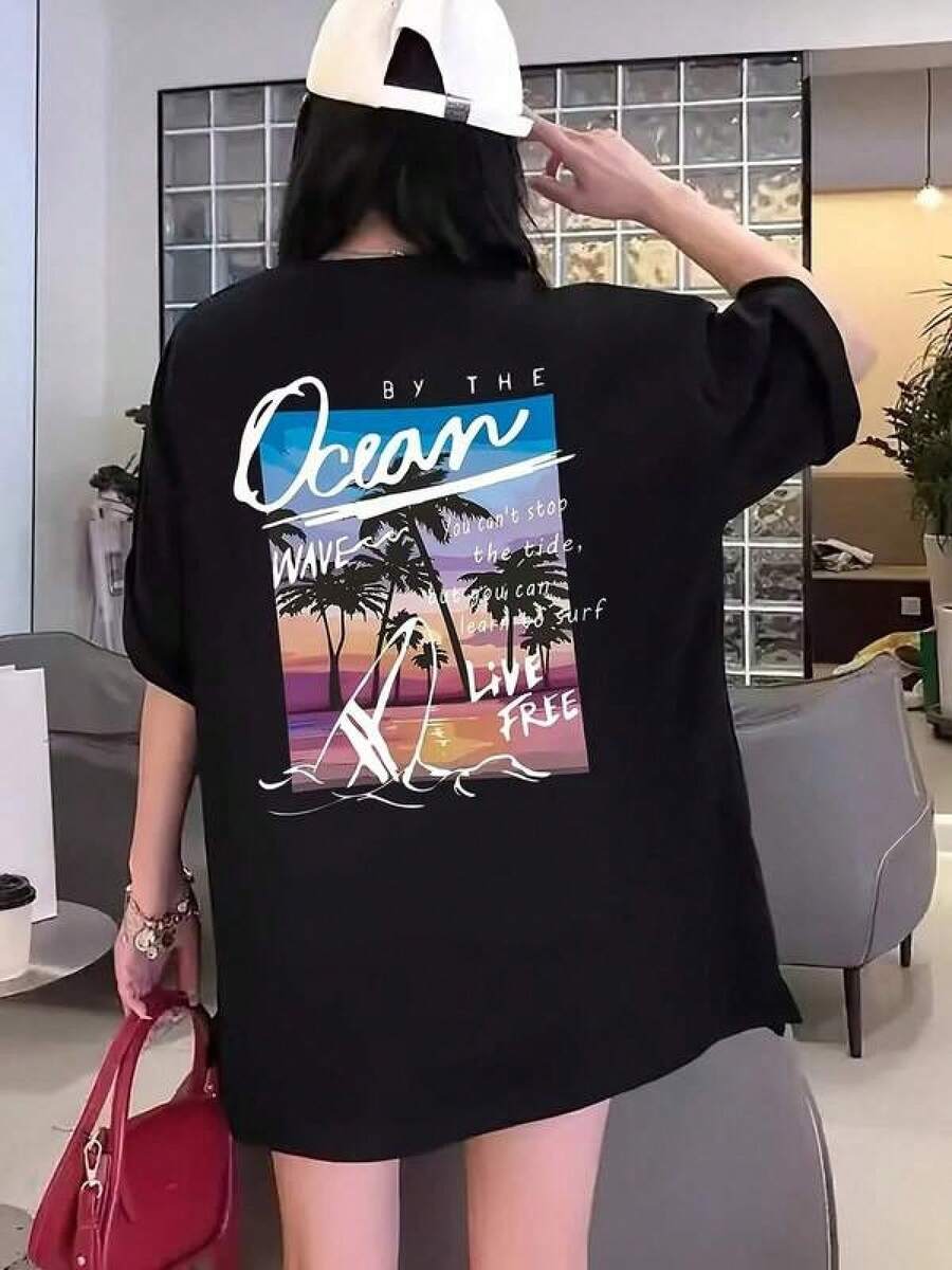 100% Algodón Premium 180g .¡Oferta Especial!Playera.Oferta Especial, ¡Cómpralo Ya!1 Pieza Camiseta Unisex Holgada 180g 100% Algodón Puro.Oferta Especial, ¡Cómpralo Ya!1 Pieza Camiseta Unisex Holgada 180g 100% Algodón PuroCamiseta ligera moderna océano diseño tropical estampado vacaciones playa estilo relajado mujer talla única color negro moda verano Excelente Calidad y Precio, con  Excelente Calidad y Precio, con  Camiseta Streetwear Unisex Ideal para Conciertos y Regalo - Negro - Ver 1