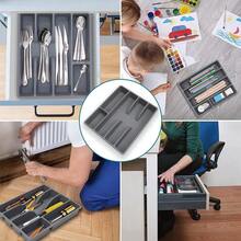 1 Estante organizador de almacenamiento, caja, estante para cubiertos, bandeja para cubiertos, estante de almacenamiento de cubiertos de plástico - Ver 2