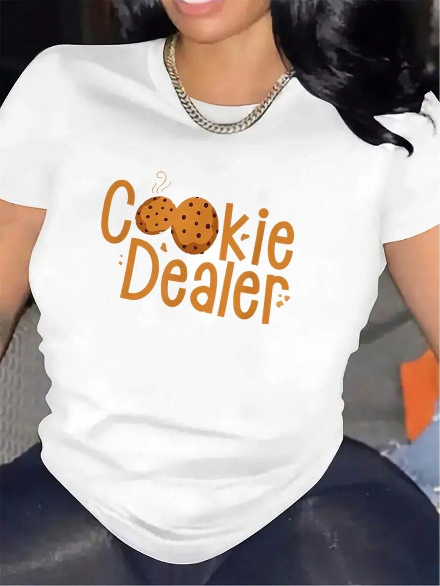 Retro Vintage T-Shirt | Cookie Dealer Design T-Shirt For Kitchen Use, Durable And Lightweight, Ideal For Casual Wear, Comfortable Fit, Perfect For Indoor Activities, Stylish Graphic T-Shirt For Everyday Wear, Round Neck, Medium Stretch Fabric, Print. - 白色 - 查看 1