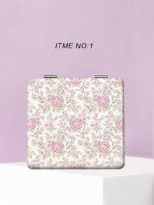 Vintage Blume Muster tragbarer Make-up Spiegel, französischer Landhausstil botanisches Muster PU Leder Reise Kosmetikspiegel, Brautjungferngeschenk, Brautparty Gastgeschenk, Damen Taschenspiegel, Hochzeitsfeier, Geburtstag, Valentinstag, Weihnachten, Jahrestag Geschenk für sie - Verschiedenfarbig - Übersicht 13