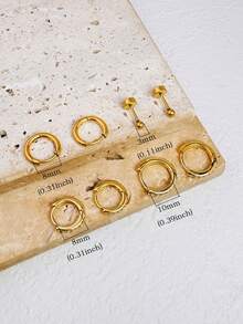 4 Pairs Stainless Steel Hoop Earrings CZ Stud Stackable Earring Set For Women, Dainty 14K Gold Plated Minimalist Huggie Hoop Earrings Tiny Ball Flat Back Stud Earrings For Lobe Cartilage Helix For Multiple Piercing Jewelry For Girl Men Women Daily Wear Party Festival Holiday - Gold - View 3