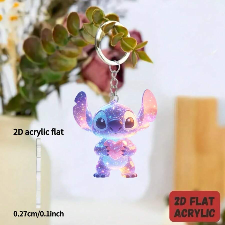 1pc 2D Acrylic Heart Shaped Pendant, Original Design Keychain, Decorative Gift Keychain, Car Key Chain, Backpack And Wallet Keychain