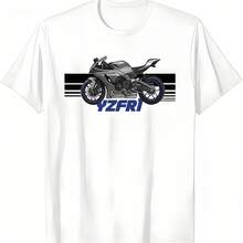 Camiseta Yamahas YZF R1 Motos Deportiva Unisex Oversize Estilo Motociclista - Blanco - Ver 1