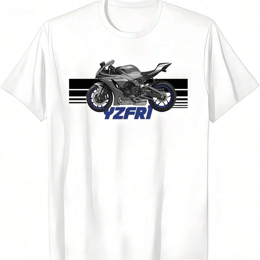 Camiseta Yamahas YZF R1 Motos Deportiva Unisex Oversize Estilo Motociclista - Blanco - Ver 1