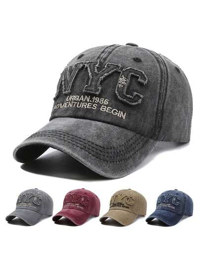 1pc Unisex Letter Embroidered Washed Baseball Cap, Polyester Casual Snapback Hat, Suitable For Daily Wear, Great Gift For Family, Friends, Boyfriend/Girlfriend, Suitable For Christmas, Mother's Day, Father's Day, Teacher's Day, Birthday