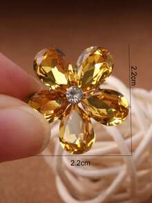 1pc Red Flower Glass Brooch, 5 Color Options Available - Red - View 6