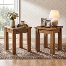 Tribesigns Solid Wood Side Table For Living Room, Farmhouse Square End Tale With Stable 4 Legs For Small Spaces, Bedroom, Rustic Brown - Rustic Brown - View 4
