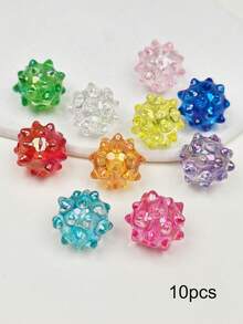 10pcs Colorful Acrylic Wolf Tooth Beads, Meteor Beads, Transparent Colored Sea Urchin Beads, DIY Jewelry Making Decorative Beads, Can Be Used For Earrings, Necklaces, Phone Chains, Keychains, Bag Charms - Sea Urchin Pearls - View 7