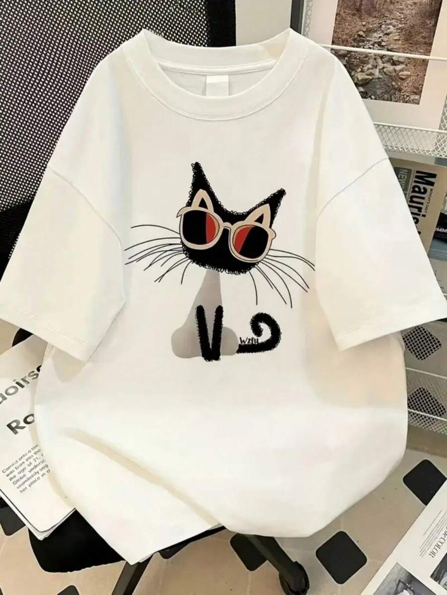 1 camiseta de algodón puro para mujer con estampado de letras y anime, diseño sencillo, cómoda y transpirable, adecuada para uso casual diario, que muestra un estilo natural y elegante, imprescindible para fiestas de verano, envío local, 180g 100% algodón. - Blanco - Ver 1