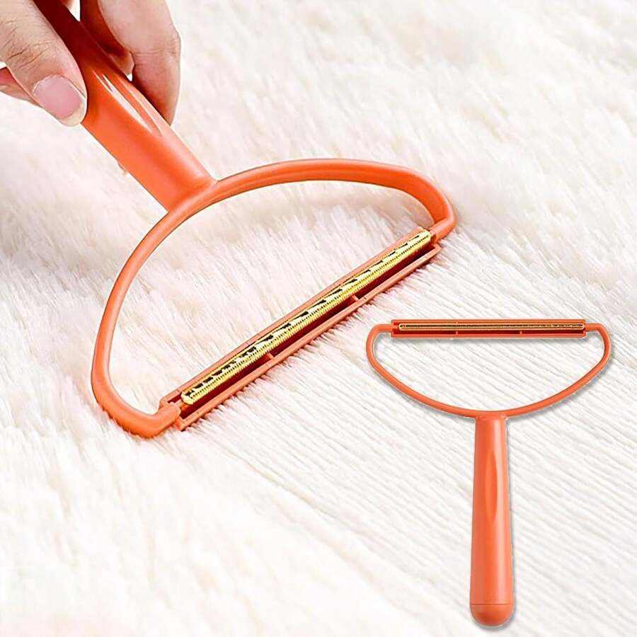 Reusable Manual Hair Cleaner For Pet Hair, Carpet, And Sofa - Portable Lint Remover For Clothes And Furniture - 橘子 - 查看 1