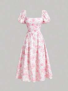 MOD Ditsy Floral Print Midi Dress For Tea - Multicolor - View 1