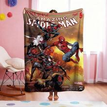 1pc Spider-Man Print Blanket,Retro Cartoon Style Throw Blanket,Cartoon Character Printed Blanket,All-Season Universal Nap Blanket,Character Home Decor Blanket,Modern Fashion Gift Suitable For Home Bedroom Bed Sofa Office Lunch Break Cover Picnic Blanket - Nhiều màu - Xem 2