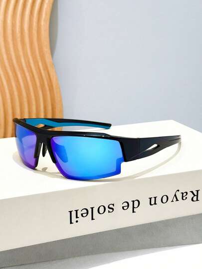 1pc Unisex Shield Shaped Colorful Contrast Y2K Retro Street Fashion Fashion Glasses, Stylish & Chic