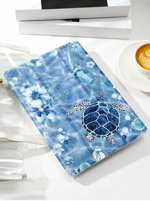 Blue Glass Sea, Sea Turtle, Ocean Element Pattern Tablet Protective Case, Tri-Fold Stand Protective Shell, Compatible With IPad 10.2 Inch, Pro 2021/2020, 9th/10th Gen, (A16) 11 Inch 11th Gen 2025, Galaxy Tab A8 10.5 Inch 2022, Matepad 10.4/Tab, Anti-Drop, With Pen Slot, Support Sleep/Wake, Gift For Kids/Family - Multicolor - View 6