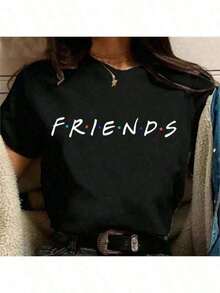 1 Piece Women's Refreshing Summer Friends TV Series Funny Cartoon T-Shirt, Best Friend Graphic Tee, Korean Style Tee, Women's Top 2026180g 100% Cotton, All Patterns Are Printed. Unisex. Pure Cotton. - 白色 - 查看 11