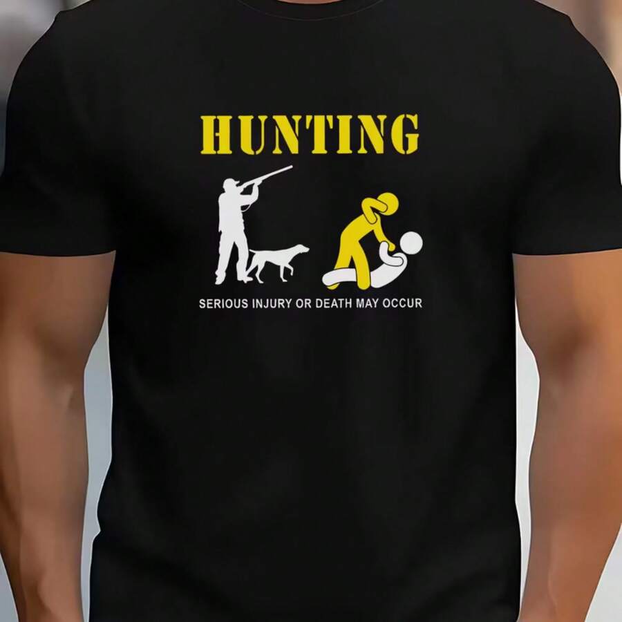 Printed T-Shirt For Men And Women - 黑色 - 查看 1