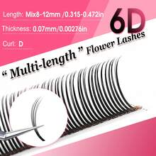 CoMango 12 Rows D-Curl Finely Curled 3D/5D/6D Fairy Eyelash Extension Set, Moisture-Resistant Eyelash Clusters, Pre-Fanned Faux Mink 5D Floral Lashes, Makeup Supplies - D - 查看 36