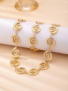 2pcs Fashionable Personalized Delicate Versatile Stylish Symbol Splice Necklace & Bracelet Set, Suitable For Women's Daily Wear - Golden Yellow Two-piece Set - View 2