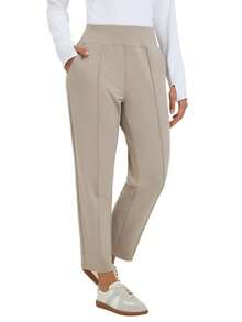 Baleaf Womens Travel Pants Stretch Ankle Golf Pants With Pockets Comfy Petite Business Casual Dressy Work Slacks - 卡其色 - 查看 1
